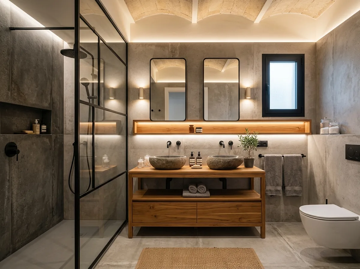 Reforma integral de baño principal con ducha a ras de suelo en el Eixample