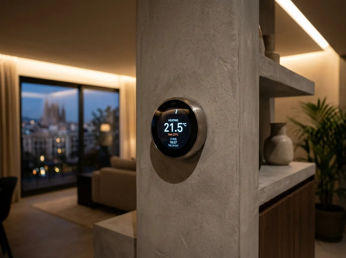 Termostato inteligente WiFi con control por aplicación móvil para gestión de climatización