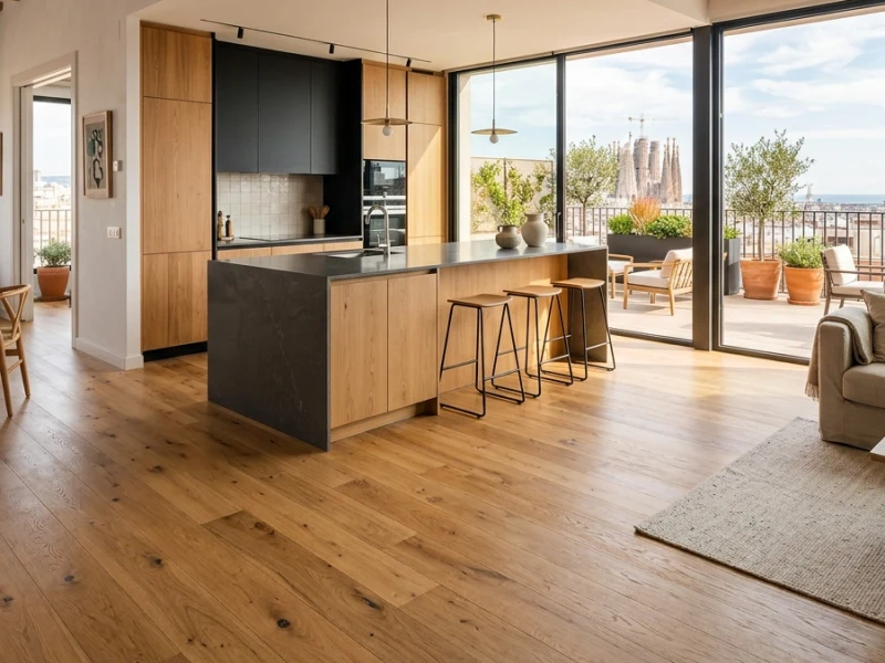 Tarima flotante multicapa de madera natural apta para suelo radiante en Sarrià