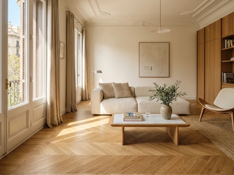 Restauración artesanal, acuchillado y barnizado ecológico de parquet histórico en Ciutat Vella