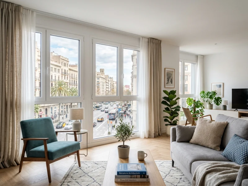 Sustitución de ventanas por PVC de 7 cámaras con vidrio acústico de 45 dB frente al tráfico en Gran Vía